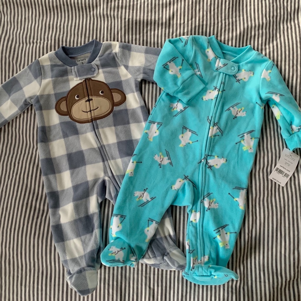 NWT Bundle Carter’s 3mo Fleece Sleepers